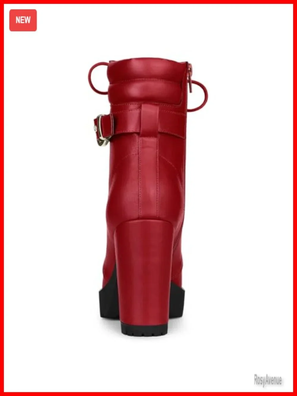 Women's Faux Leather Platform Ankle Boots Lace Up Block Heels Combat Boots